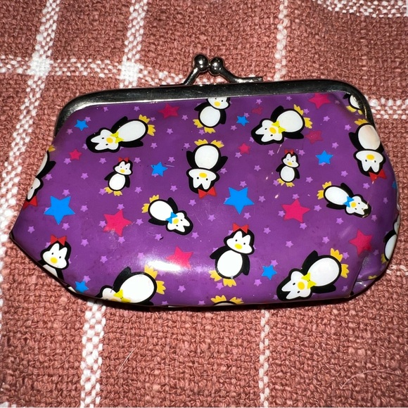 Purple Penguin Kiss Lock Coin Pouch - Picture 3 of 3